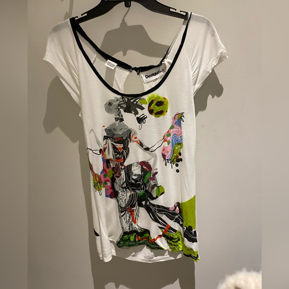 Desigual Women's Graphic White Top